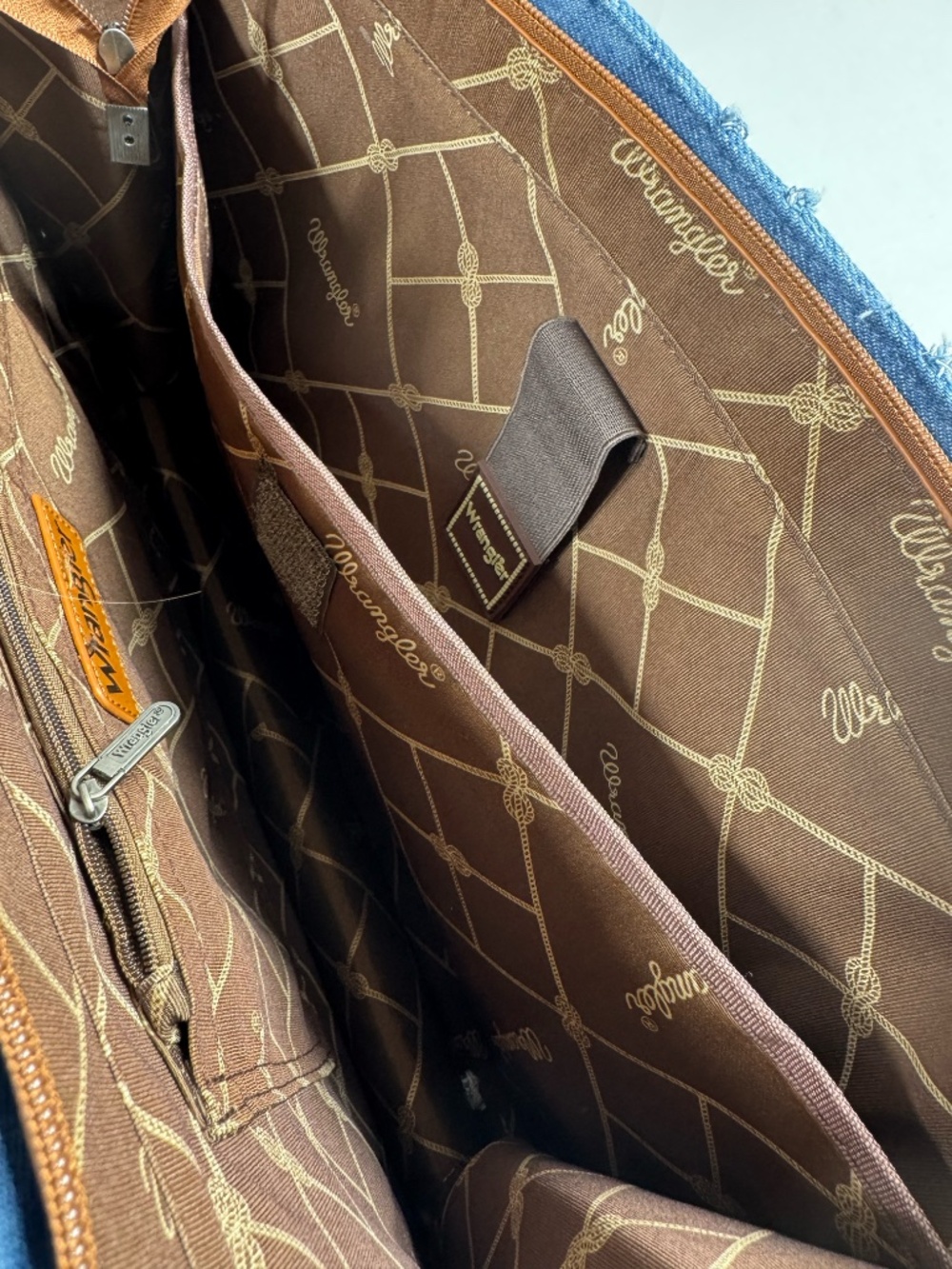 Wrangler Denim Allover Aztec Dual Sided Print Canvas Wide Tote. NEW - Picture 12 of 16
